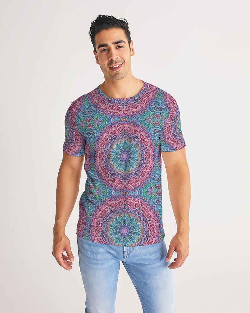 Blue Red Snowflake Kaleidoscope Men's All-Over Print Tee