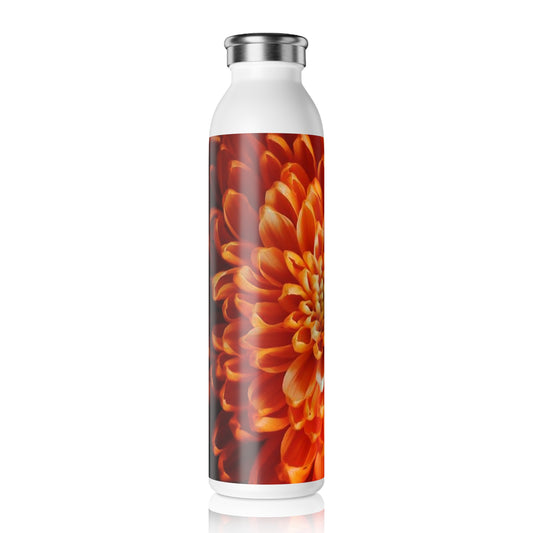 Orange Chrysanthemum Slim Water Bottle, Eco-Friendly Hydration, Gift for Garden Lovers, Yoga and Fitness, Reusable Drinkware