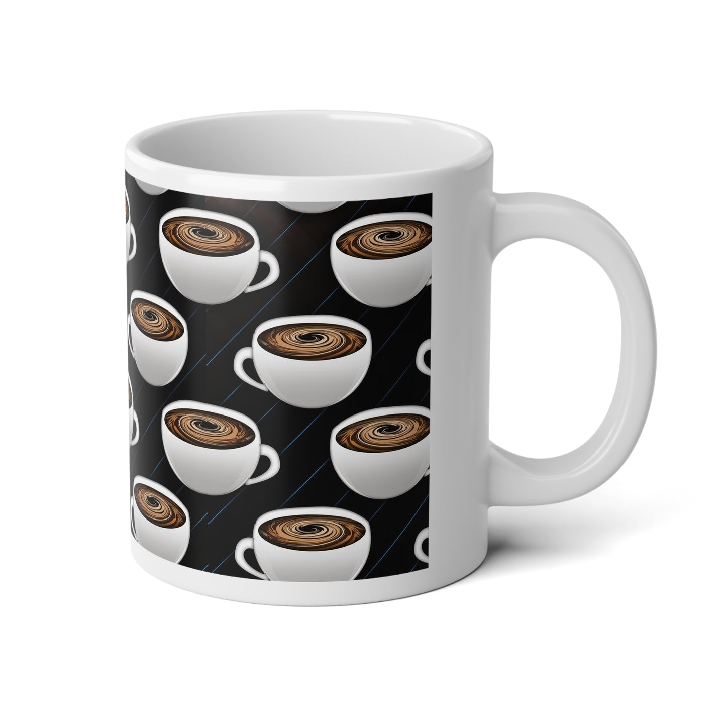 Repeating Coffee Cup Jumbo Coffee Mug, 20oz - Perfect for Home, Office, Gifts, Birthdays, Coffee Lovers & Snuggle Sessions