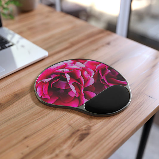 Dark Pink Flowers Mouse Pad With Wrist Rest