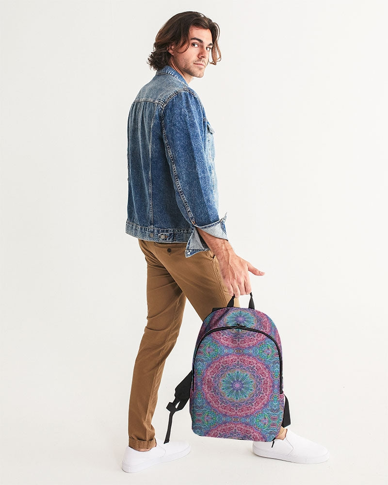 Blue Red Snowflake Kaleidoscope Large Backpack