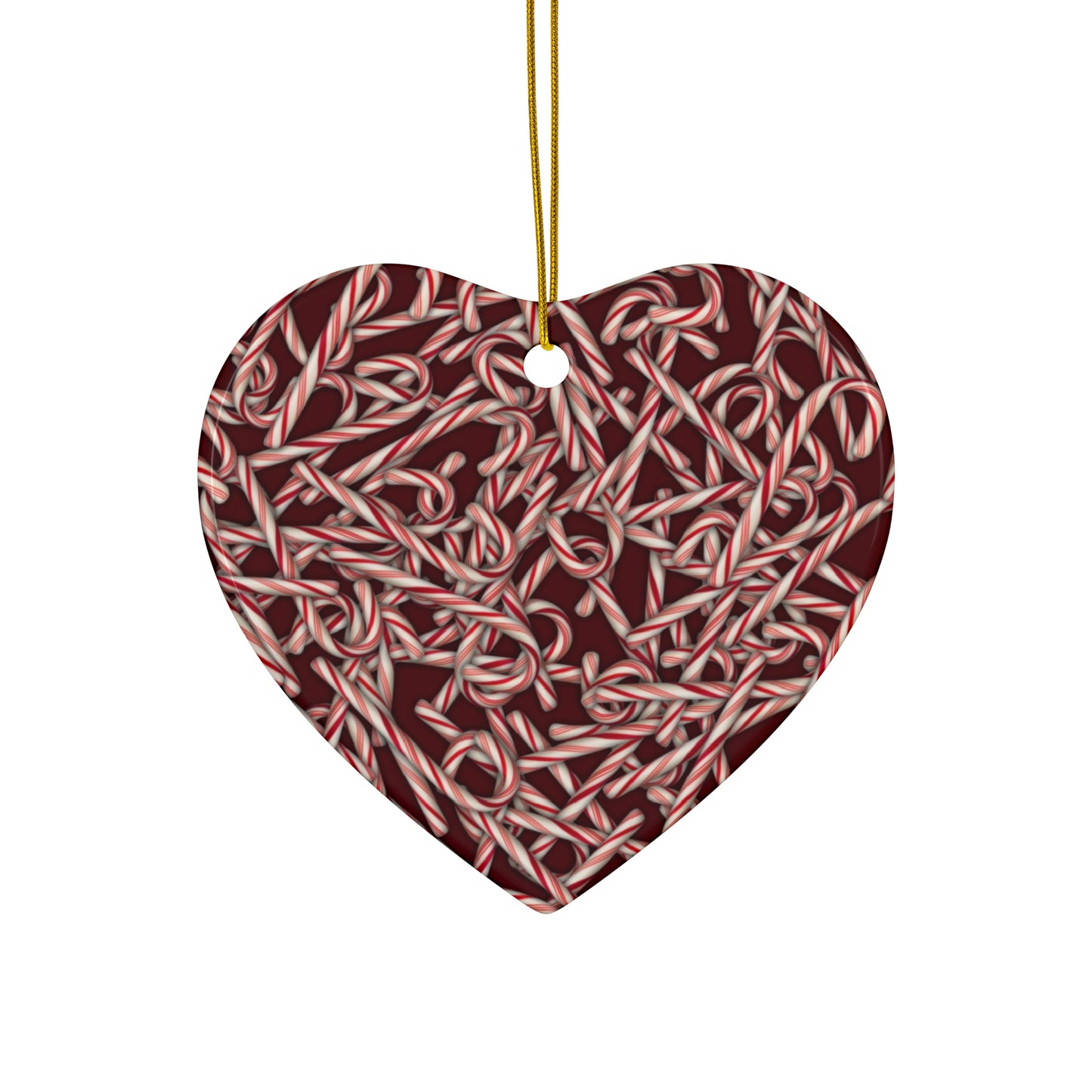 Candy Cane Pattern Ceramic Star Ornament — Holiday Christmas Tree Decoration