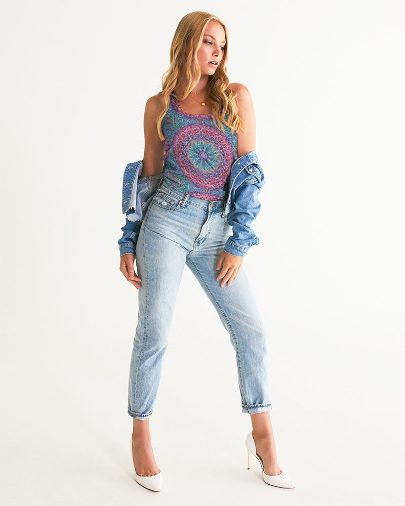 Blue Red Snowflake Kaleidoscope Women's All-Over Print Tank
