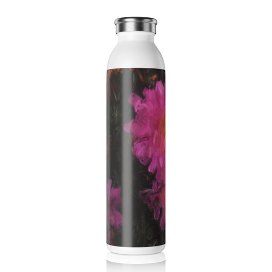 Floral Water Bottle — Slim Insulated Pink Mums Design