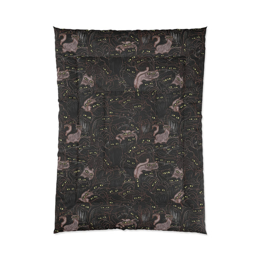 Comforter - Dark Cats Patterned