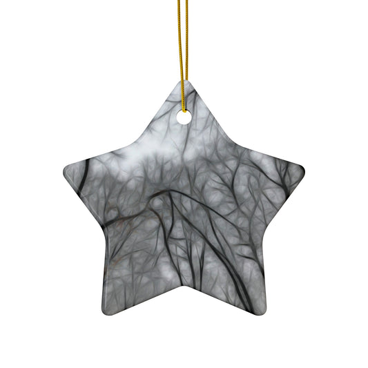 Calm Winter View Ceramic Star Ornament - Nature-Inspired Home Decor for Holidays