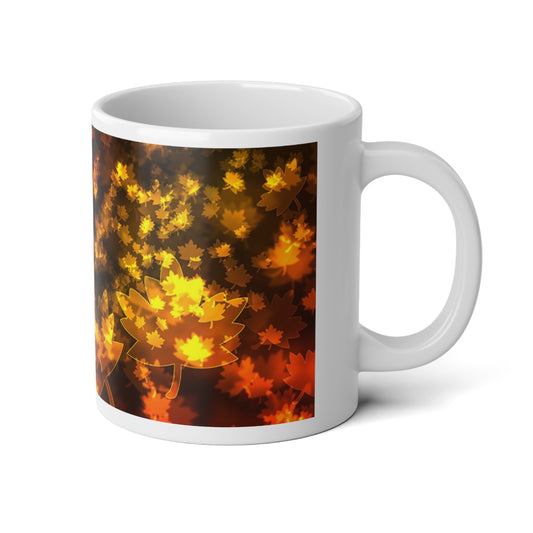 Autumn Leaves  in Bokeh Jumbo Mug, Cozy Fall Coffee Cup, Warm Hot Cocoa Mug, Harvest Decor, Thanksgiving Gift Idea