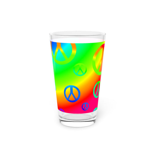 Rainbow Peace Signs Pint Glass, 16oz