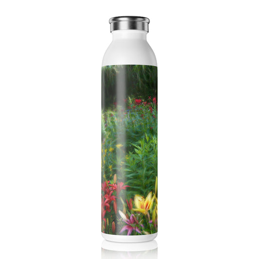 Lily Garden Slim Water Bottle, Eco-Friendly Hydration, Travel Companion, Gym Accessory, Gift Idea, Outdoor Adventures