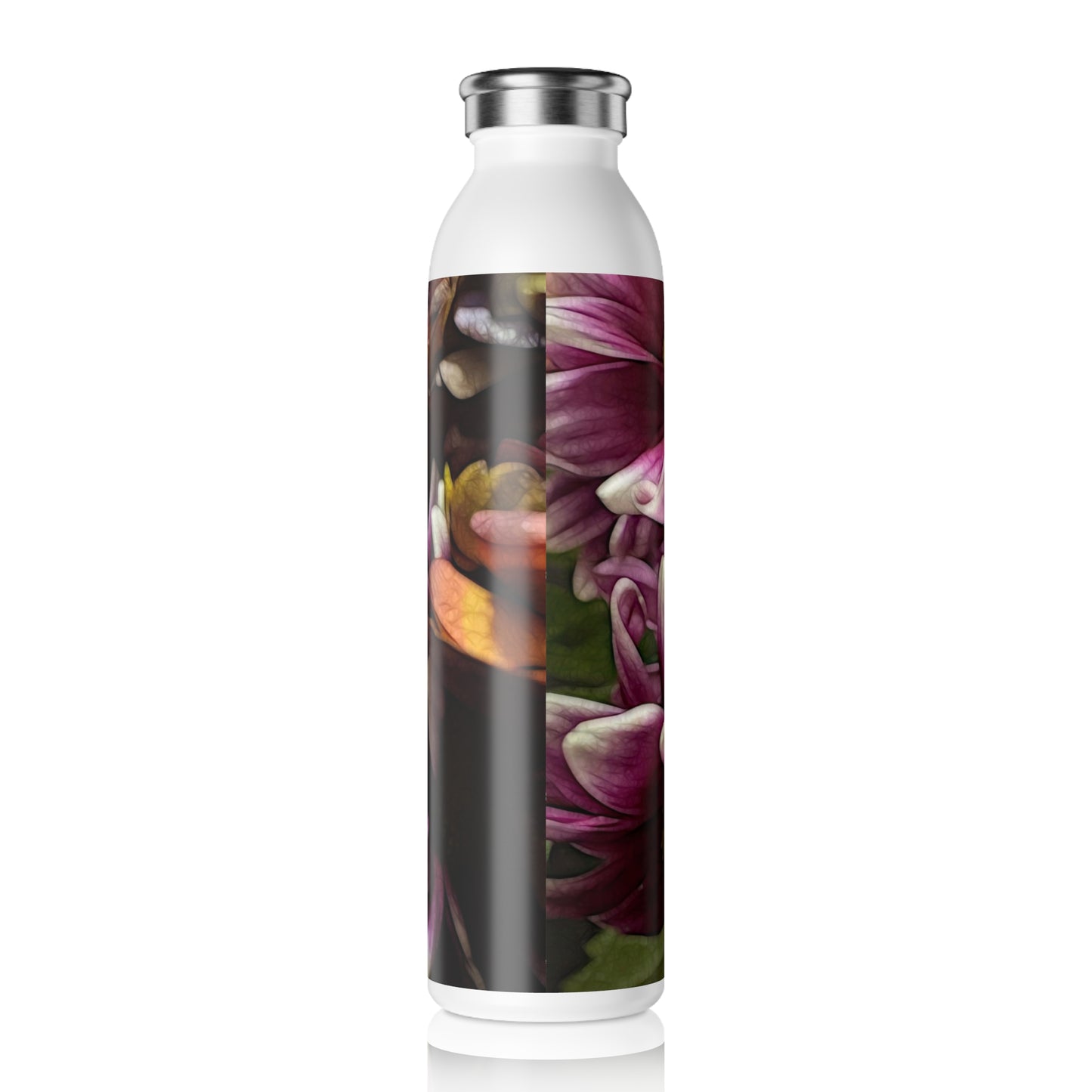 October Flowers 7 Slim Water Bottle - Elegant Floral Design for Hydration on the Go