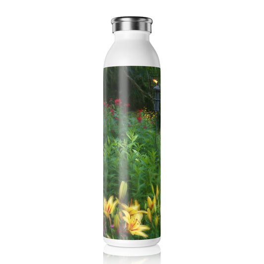 Lily Garden Slim Water Bottle, Eco-Friendly Hydration, Travel Companion, Gym Accessory, Gift Idea, Outdoor Adventures