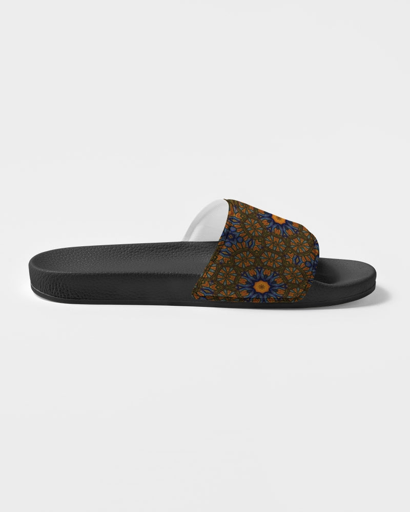 Blue and Yellow Sketch Kaleidoscope  Women's Slide Sandal