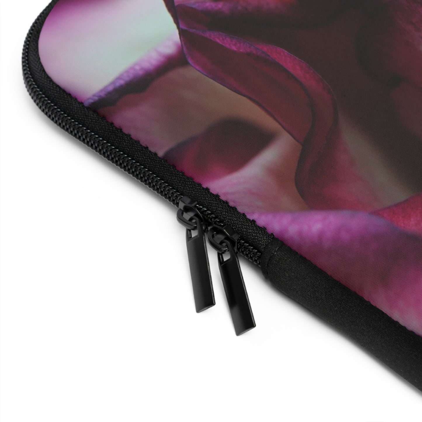 Pink Lined White Rose Laptop Sleeve