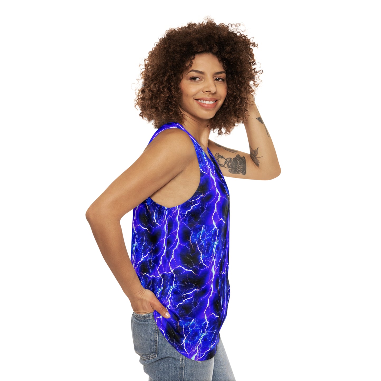 Blue Lightning Pattern Unisex Tank Top (AOP)