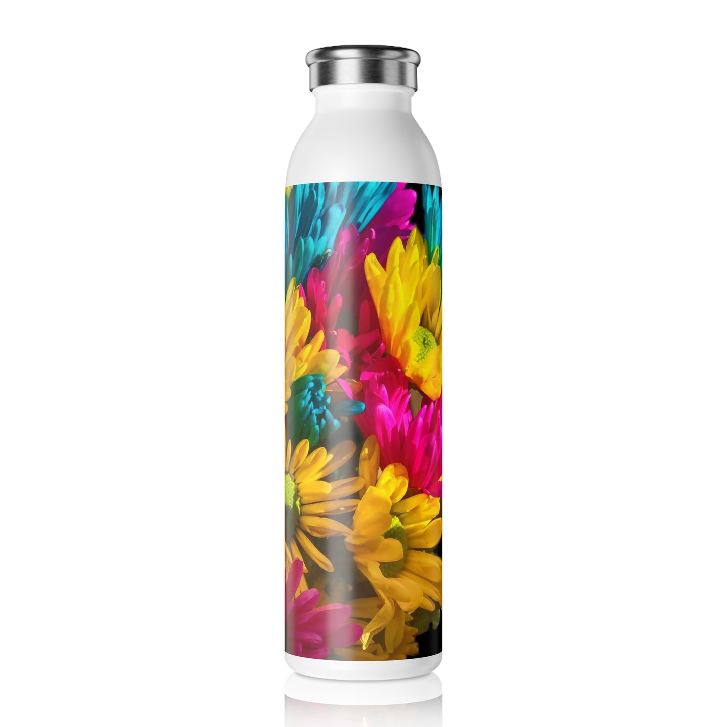 Bright Daisy Bouquet Floral Slim Water Bottle, Eco-Friendly Hydration, Perfect for Gifts, Yoga, Sports, Mother's Day, Summer Adventures