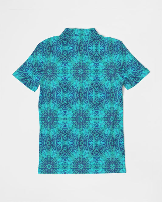 Blue Ice Kaleidoscope Men's All-Over Print Slim Fit Short Sleeve Polo