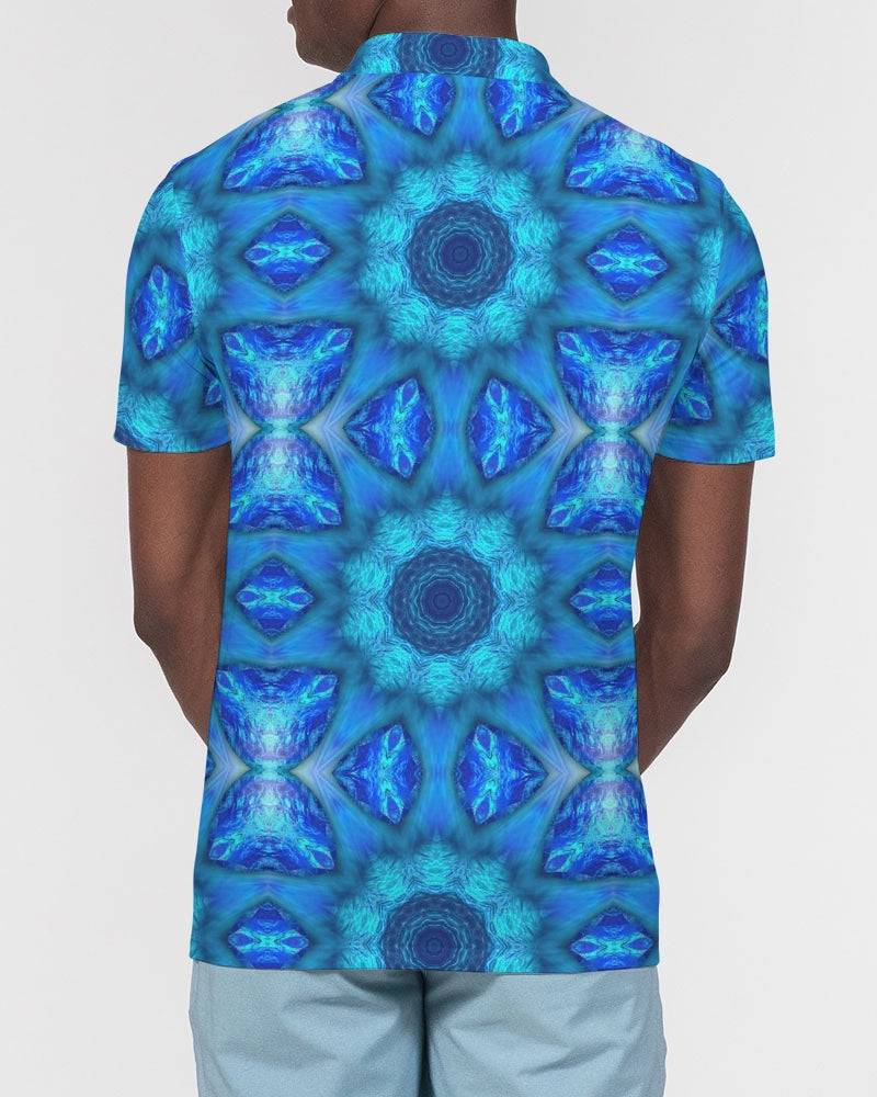 Blue Ocean Kaleidoscope Men's All-Over Print Slim Fit Short Sleeve Polo