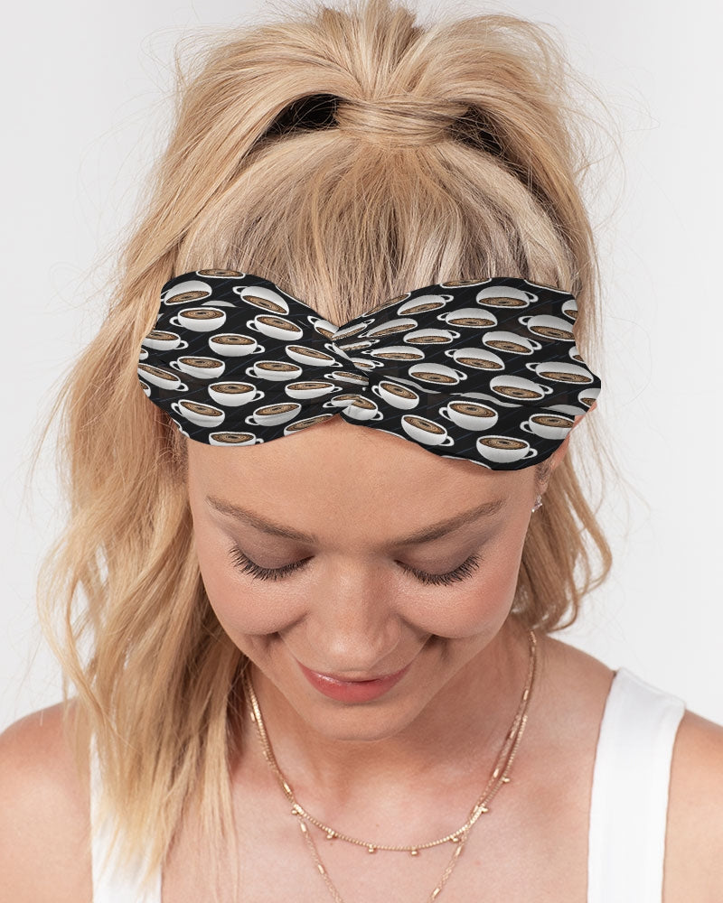 Coffee Pattern Twist Knot Headband Set