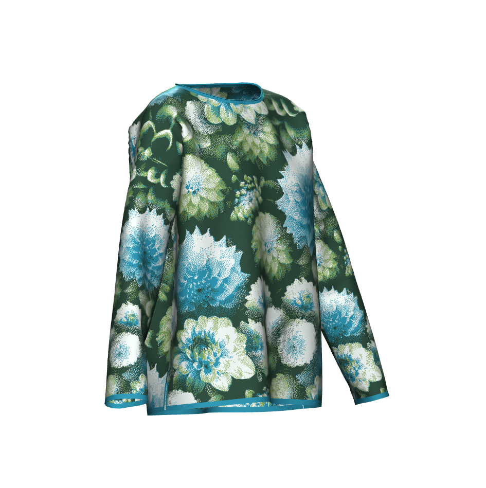 Blue Green Dahlias Collage Sweater