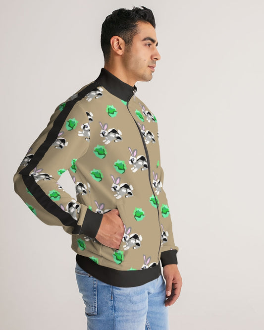 Bunnies Pattern Men's All-Over Print Stripe Sleeve Track Jacket
