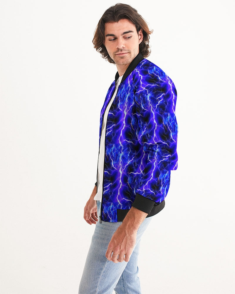 Blue Lightning Men's All-Over Print Bomber Jacket