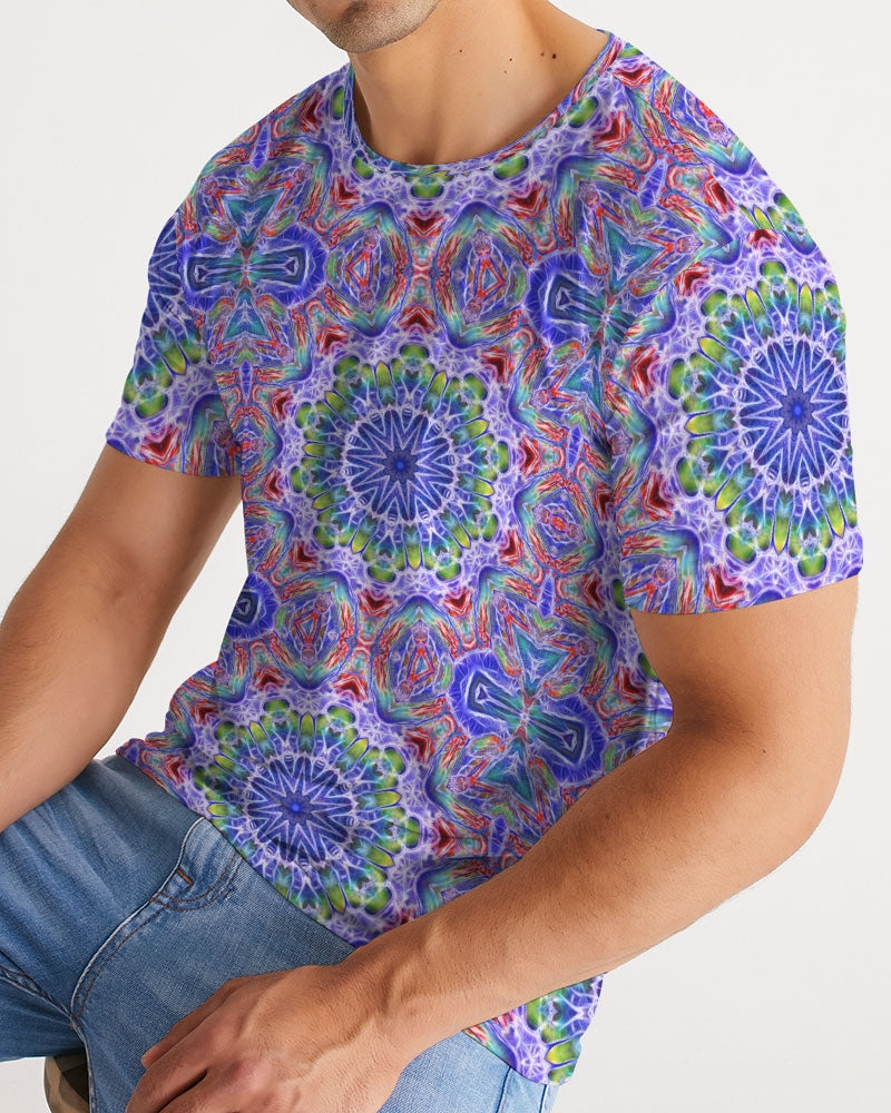 Blue Red Kaleidoscope Men's All-Over Print Tee