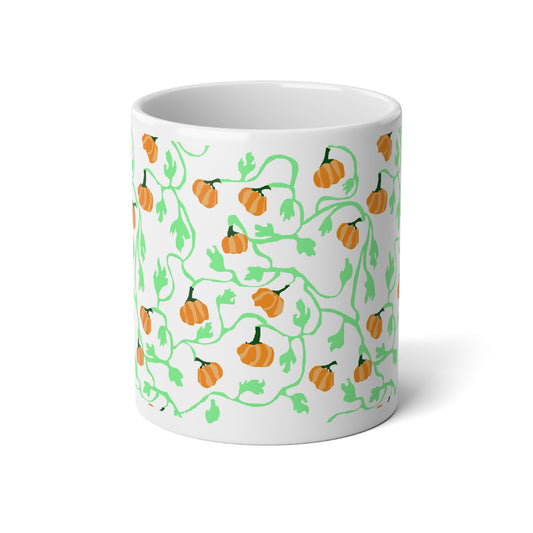 Pumpkin and Vines Pattern Jumbo Mug, Cozy Fall Drinkware, Seasonal Coffee Cup, Halloween Decor, Gift for Pumpkin Lovers