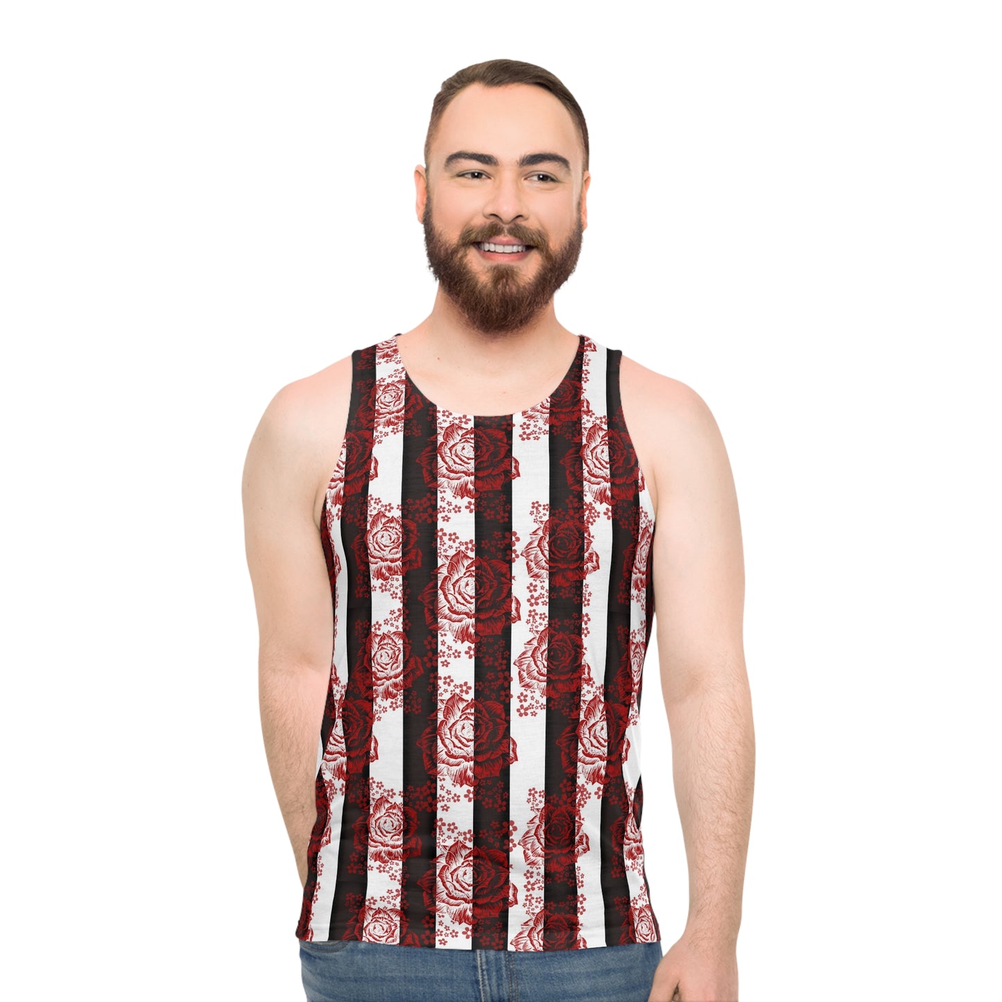 Stripes and Roses Unisex Tank Top (AOP)