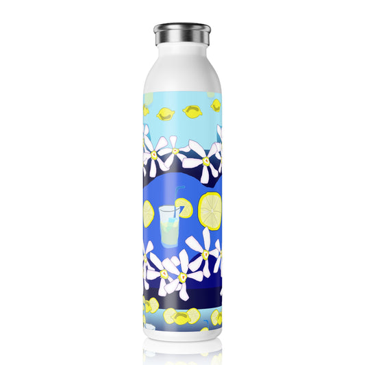 Lemonade Pattern Slim Water Bottle - Perfect for Summer Picnics, Hydration on the Go, Eco-Friendly Gift, Travel Hydrator, Outdoor Adventure Bottle