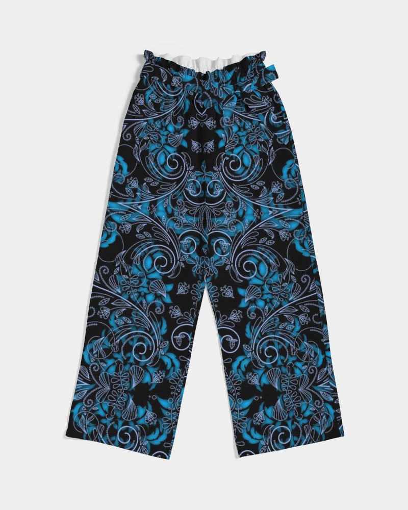 Blue Vines and Lace Women's All-Over Print High-Rise Wide Leg Pants