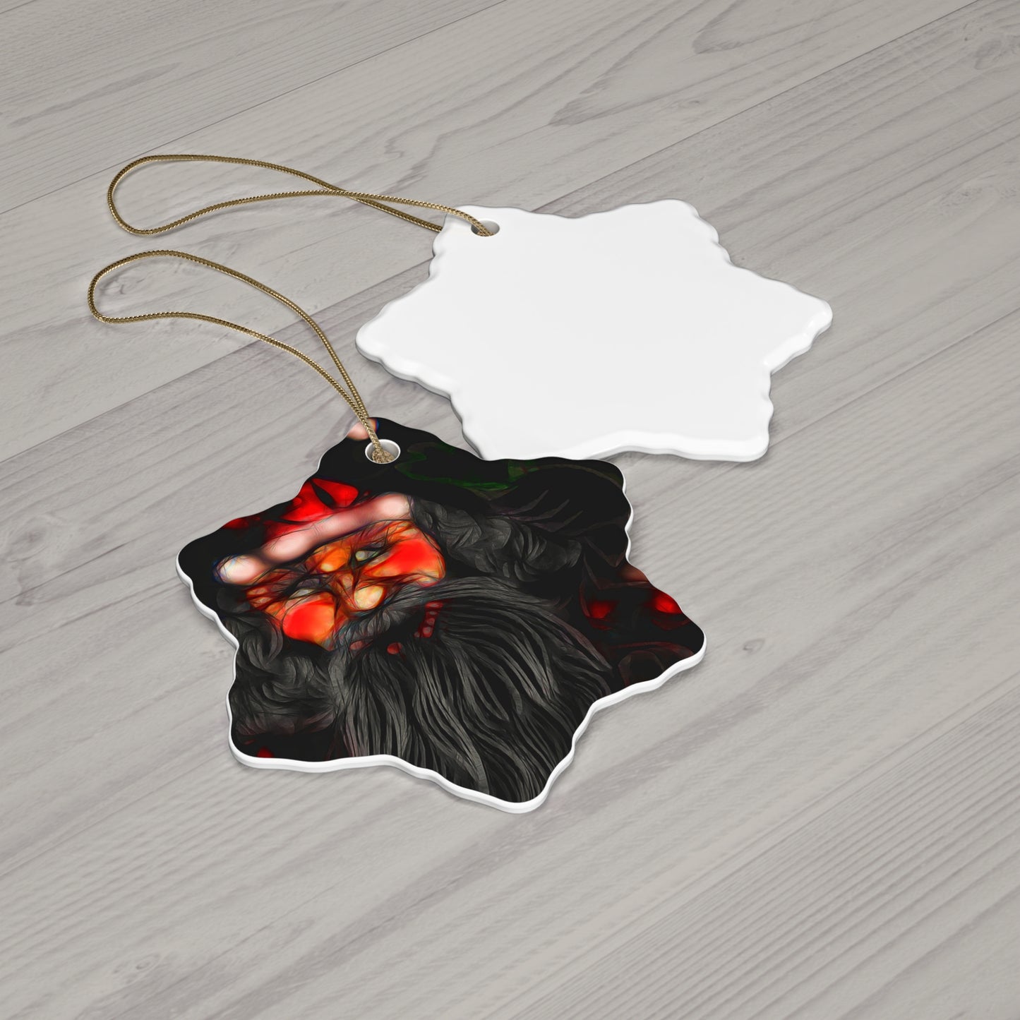 Star-Shaped Ceramic Ornament – Santa Holiday Decoration