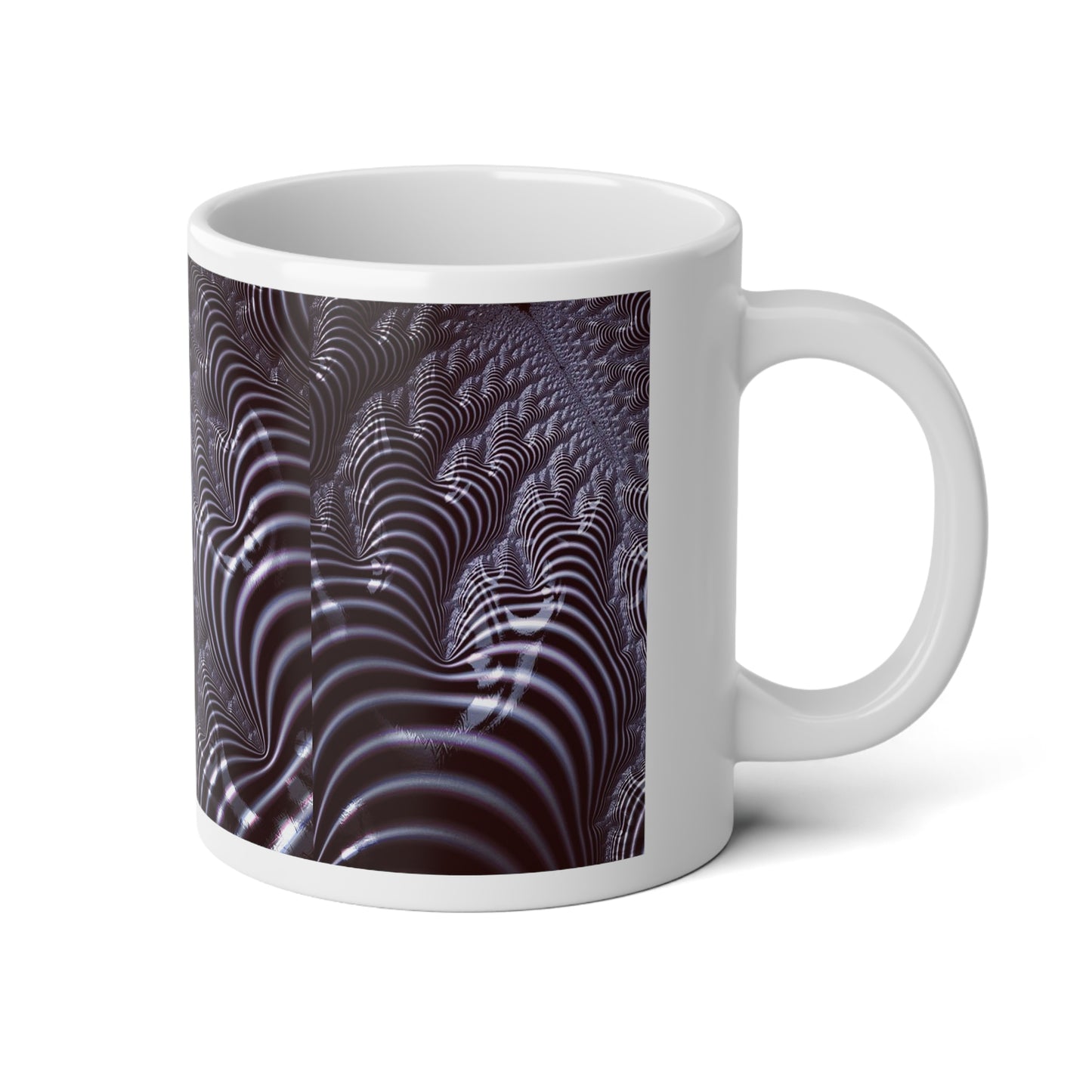Black and White Spiral Fractal Jumbo Mug, 20oz - Unique Drinkware for Coffee Lovers, Home Decor, Artistic Gift, Coffee Cup, Striped Design