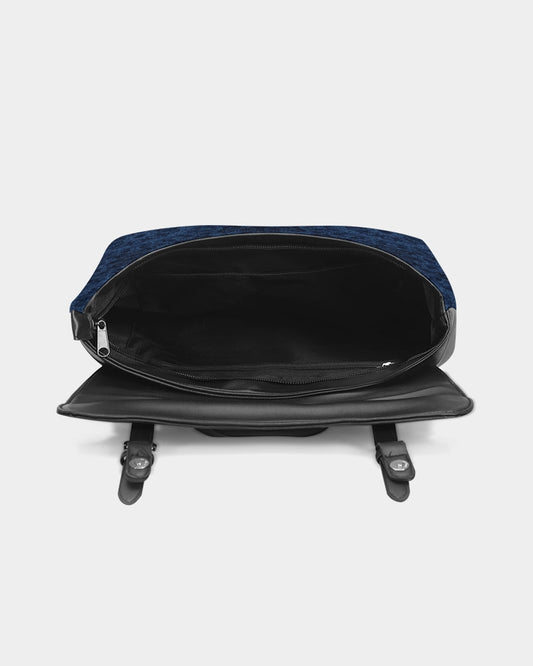 Blue Faux Velvet Kaleidoscope Casual Flap Backpack