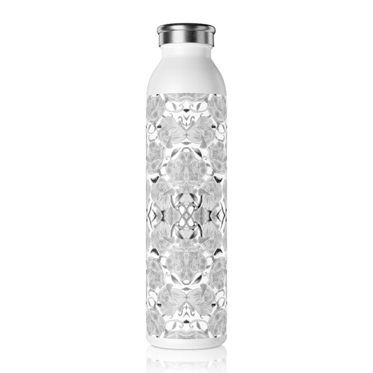 Gray Roses Slim Water Bottle, Personalized Hydration, Elegant Stainless Steel, Eco-Friendly Gift, Fitness, Office, Travel Mug