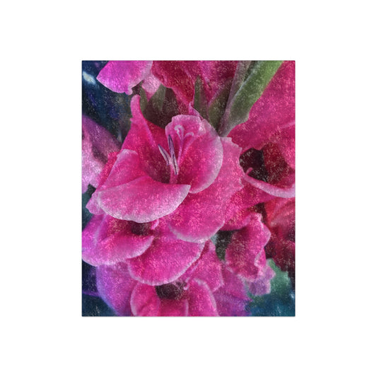 Dark Pink Gladiolas Crushed Velvet Blanket
