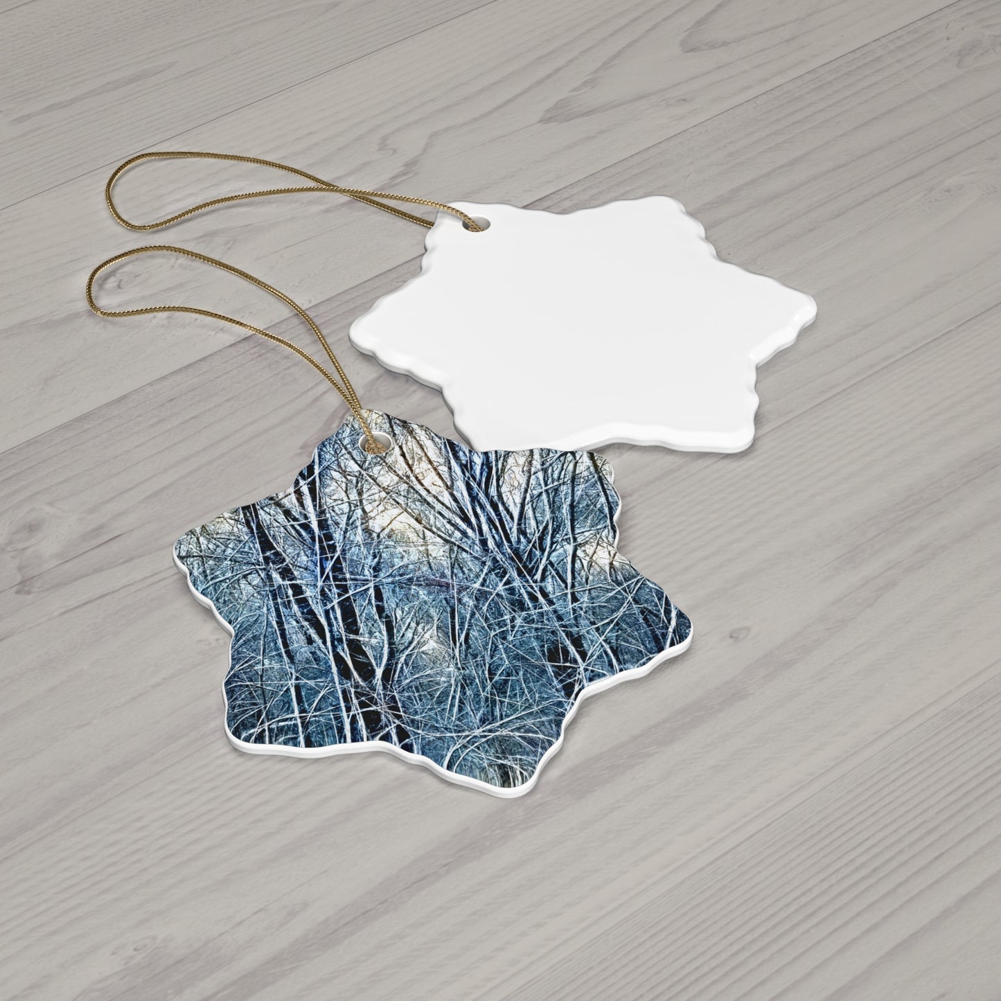 Winter Wonderland Ceramic Ornaments - Star Shaped Holiday Decor