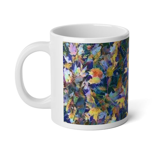 Late October Leaves Blue Jumbo Mug, 20oz Coffee Cup, Nature Lover Gift, Cozy Home Decor, Fall Theme, Perfect for Tea or Coffee