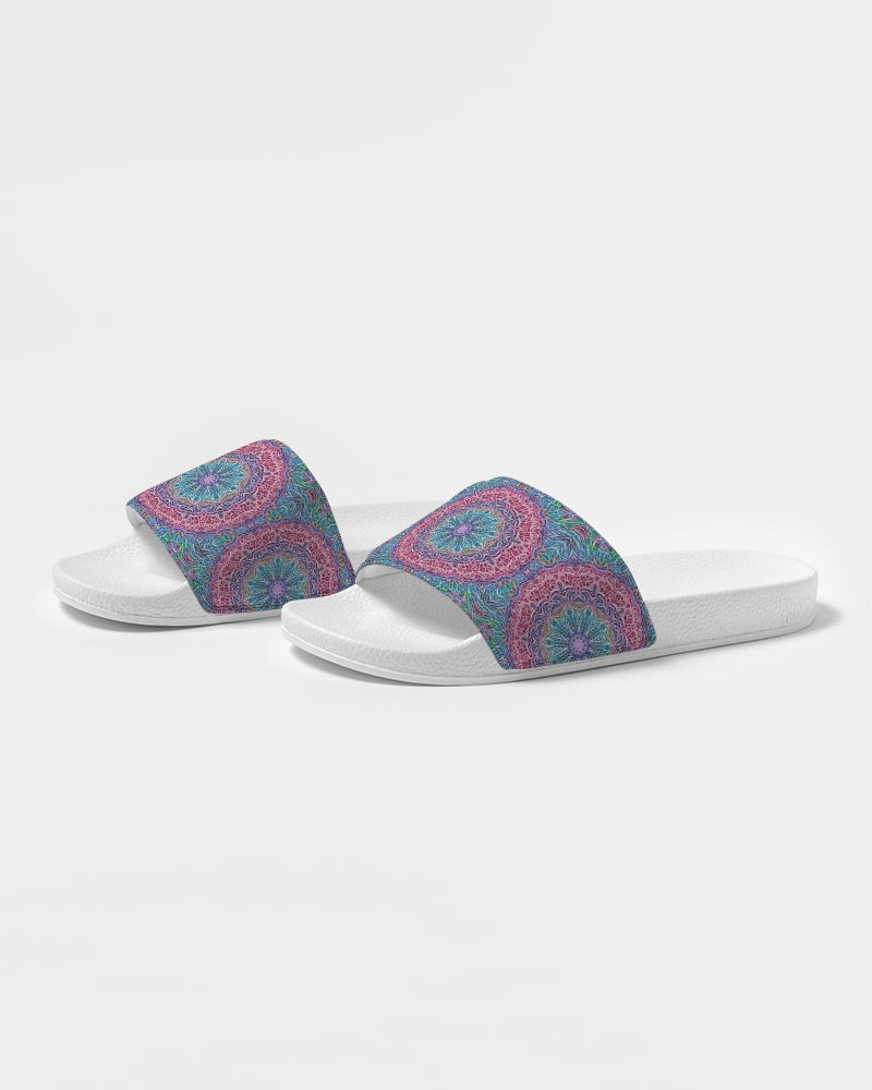Blue Red Snowflake Kaleidoscope Women's Slide Sandal
