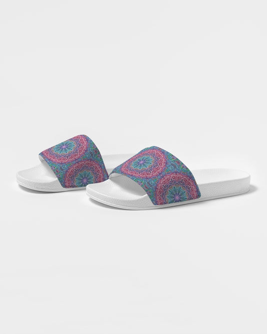 Blue Red Snowflake Kaleidoscope Women's Slide Sandal