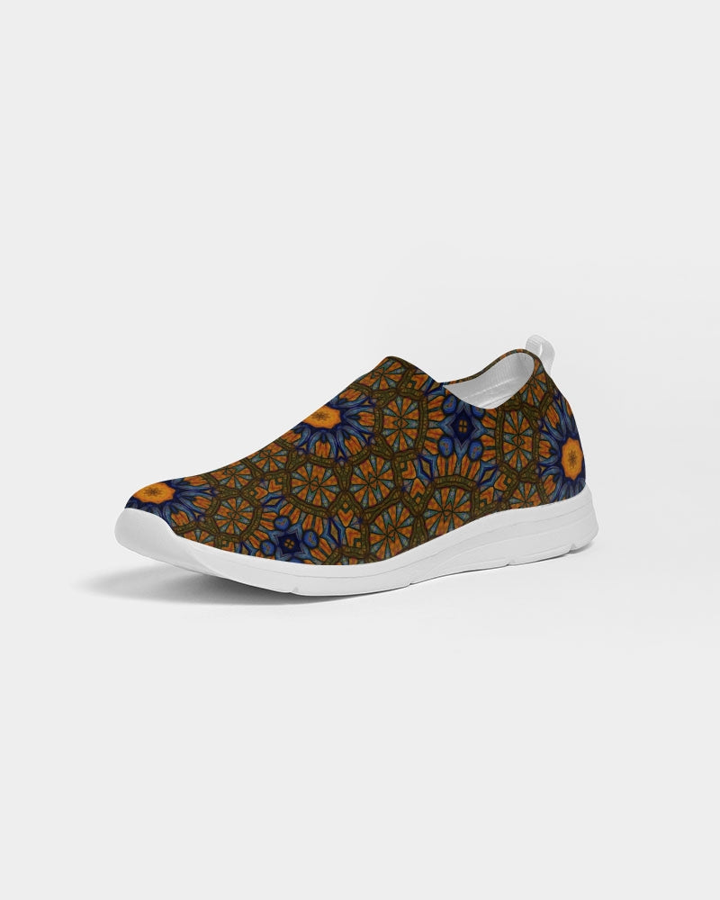 Blue and Yellow Sketch Kaleidoscope  Women's Slip-On Flyknit Shoe