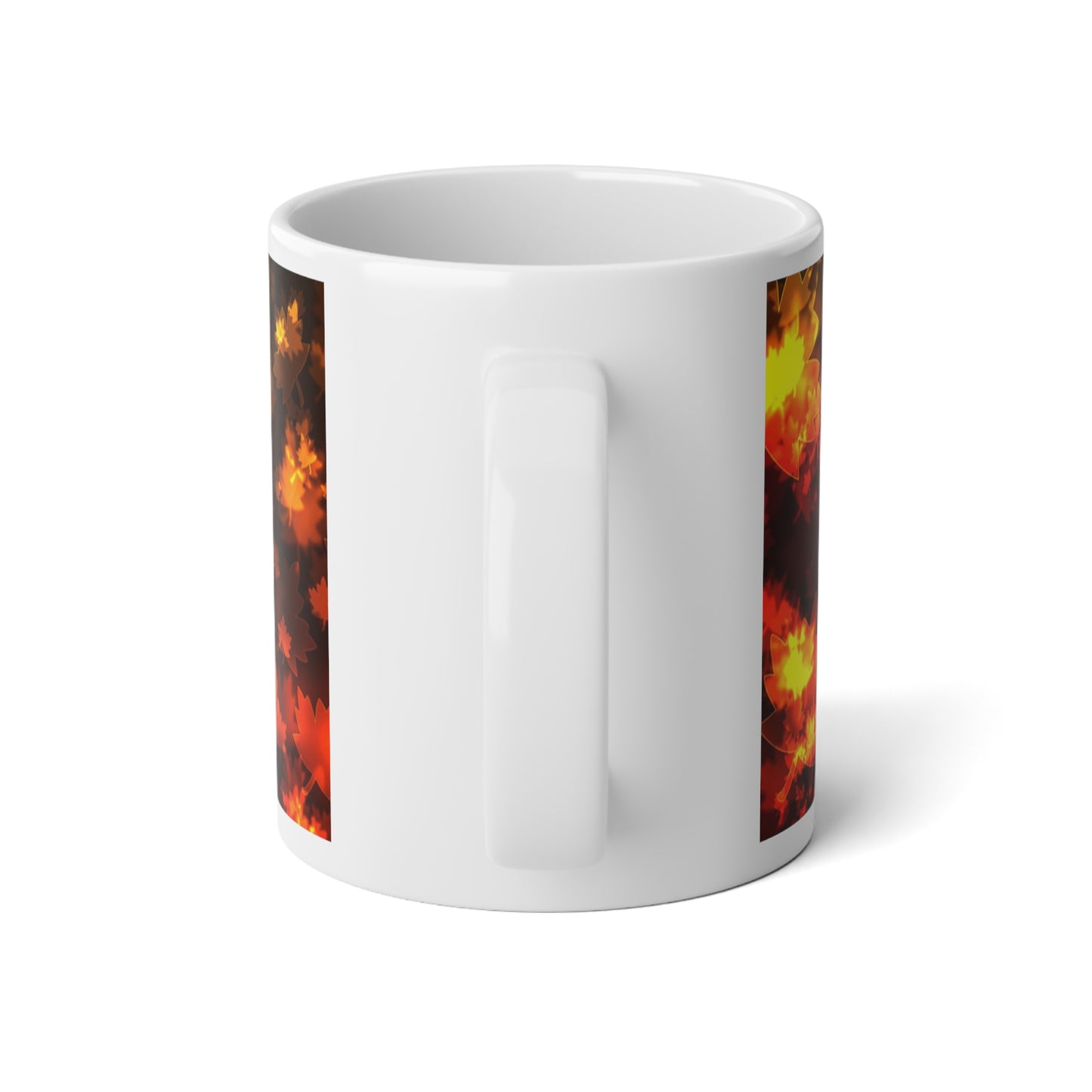 Autumn Leaves  in Bokeh Jumbo Mug, Cozy Fall Coffee Cup, Warm Hot Cocoa Mug, Harvest Decor, Thanksgiving Gift Idea
