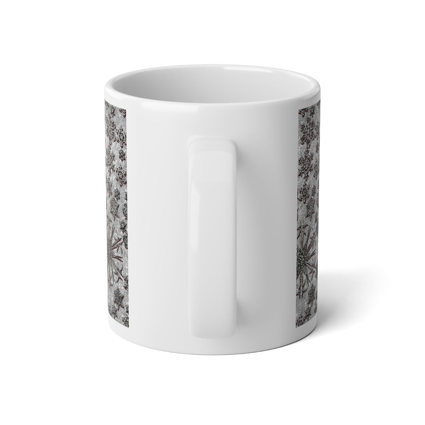 20oz Jumbo Mug — Vintage Metallic Snowflake Pattern Holiday Coffee Cup