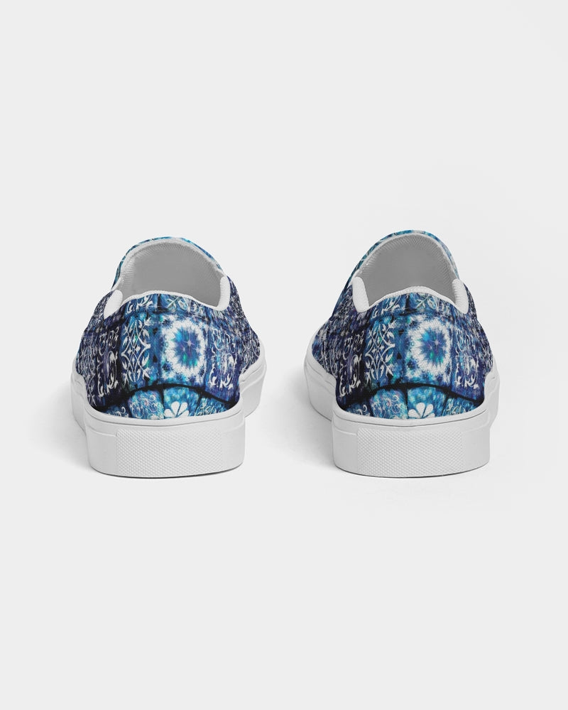 Blue Ice Crystals Motif Women's Slip-On Canvas Shoe