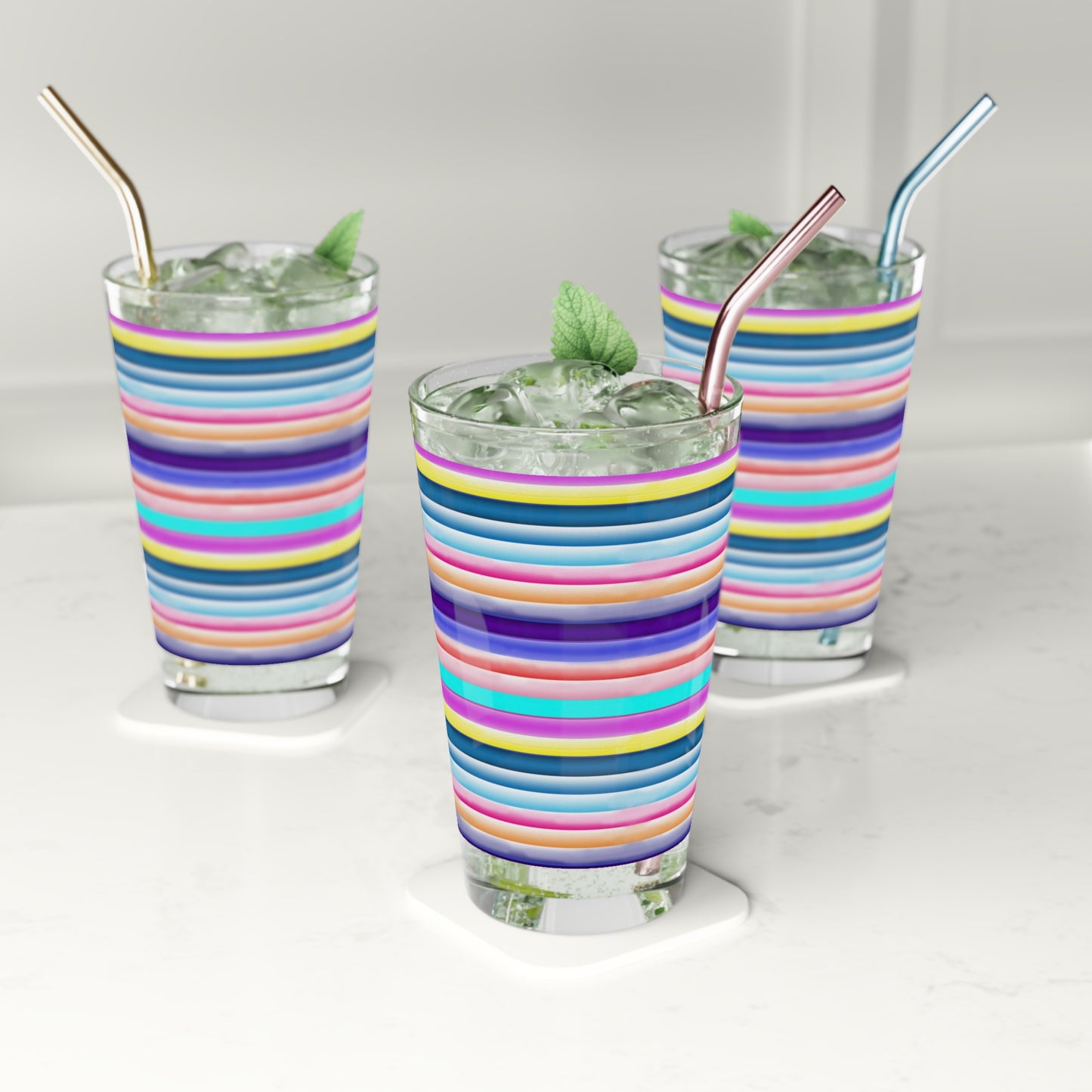 Cotton Candy Stripes Pint Glass, 16oz