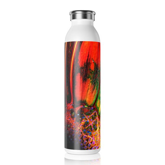 Abstract Psychedelic Orange Gerber Daisy Slim Water Bottle - Vibrant Bubble Design, Eco-Friendly Hydration, Gift for Nature Lovers, Workout Companion, Travel Mug