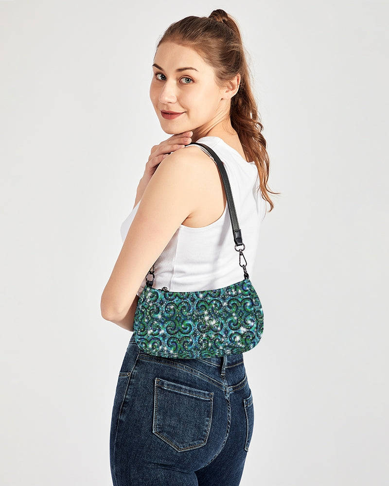 Blue Ice Sparkle Swirl Petite Canvas Pouch