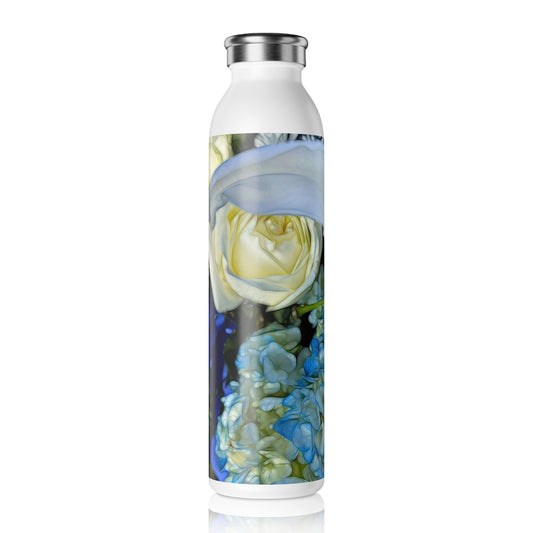 November Flowers 1 Slim Water Bottle - Eco-Friendly Hydration, Gift for Her, Summer Essential, Yoga & Fitness Companion, Hydrate in Style