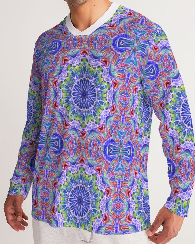 Blue Red Kaleidoscope Men's All-Over Print Long Sleeve Sports Jersey