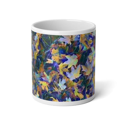 Late October Leaves Blue Jumbo Mug, 20oz Coffee Cup, Nature Lover Gift, Cozy Home Decor, Fall Theme, Perfect for Tea or Coffee