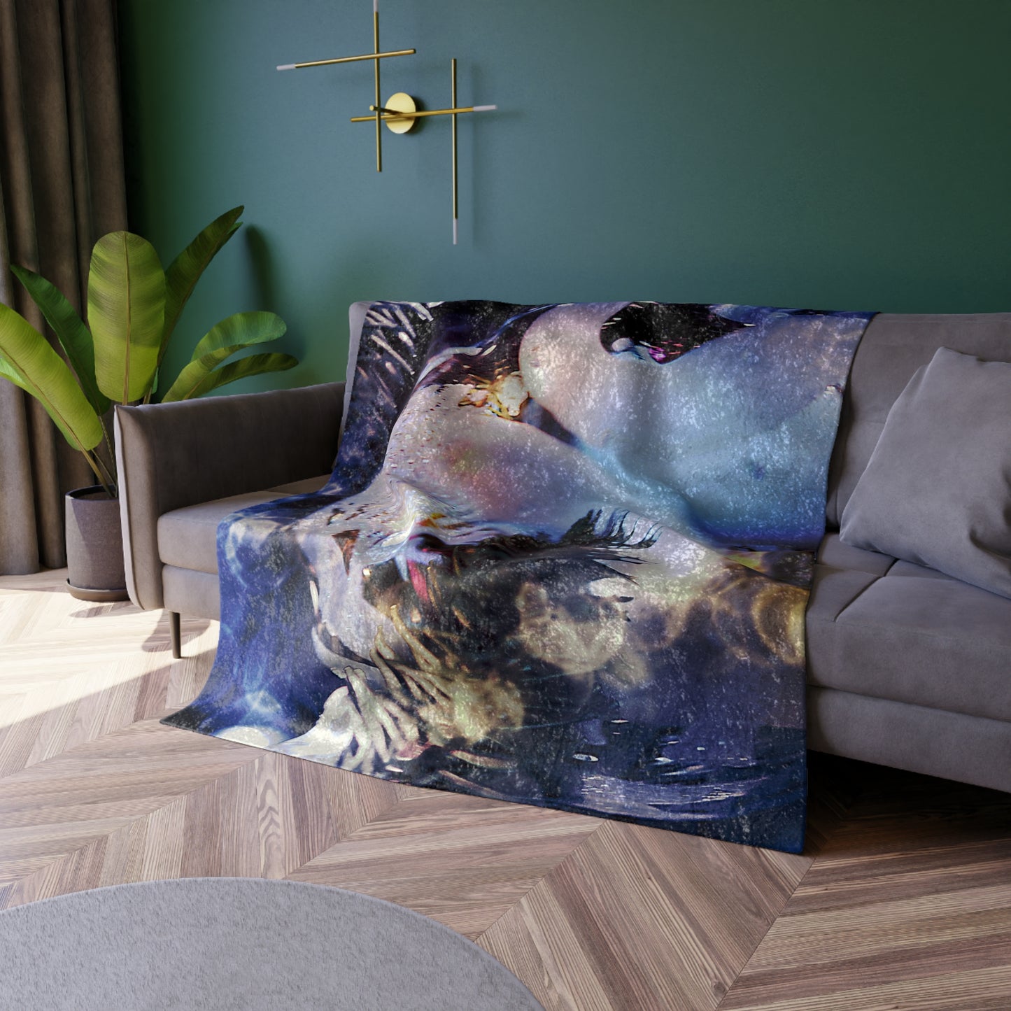 Blue Ice Oranment Crushed Velvet Blanket